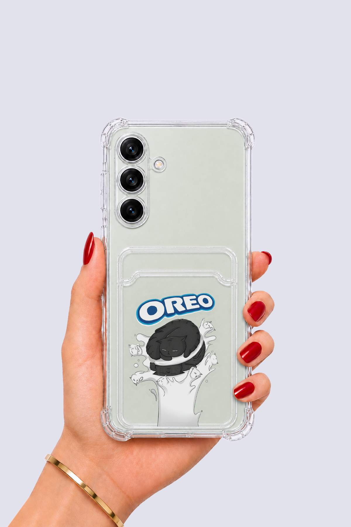 Samsung Galaxy S24 Kartlıklı OREO Desenli Kılıf