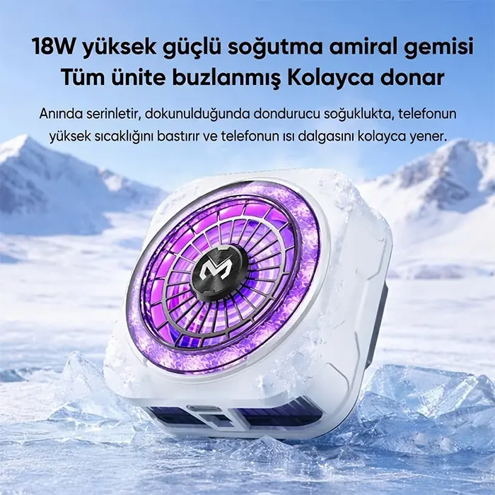 MEMO CX21 18W Manyetik Telefon Soğutucu RGB Işıklı Yarı İletken Buz Soğutmalı Mobil Oyun Fanı-(5775)