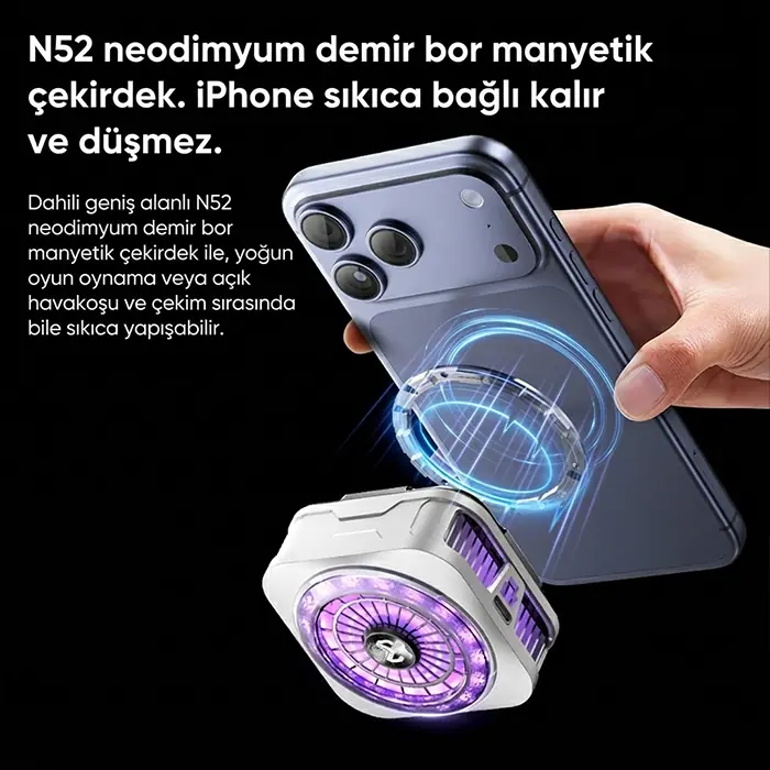 MEMO CX21 18W Manyetik Telefon Soğutucu RGB Işıklı Yarı İletken Buz Soğutmalı Mobil Oyun Fanı-(5775)