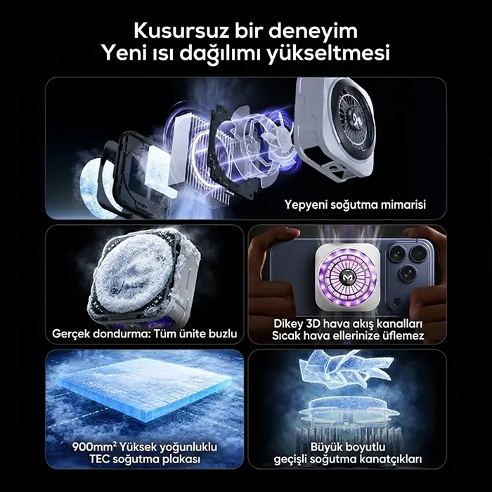 MEMO CX21 18W Manyetik Telefon Soğutucu RGB Işıklı Yarı İletken Buz Soğutmalı Mobil Oyun Fanı-(5775)