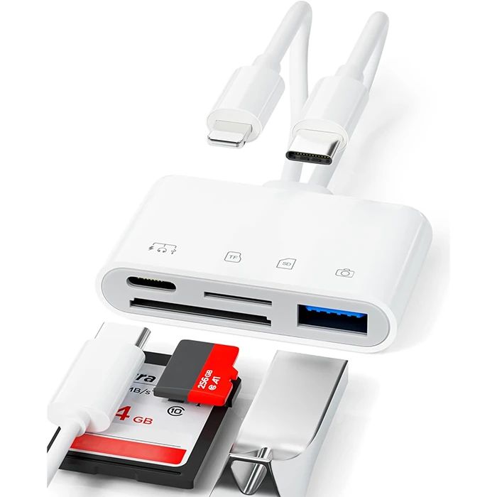 ALLY NK-104PRO Type-c/İPhone to Type-c + SD-TF Kart Çevirici Ve USB Kamera Okuyucu Adaptör-(1903)