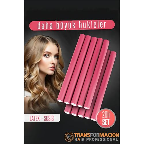 HSNET Sosis Latex Bigudi - Isısız Saç Bigudisi 17 mm 20 Adet 