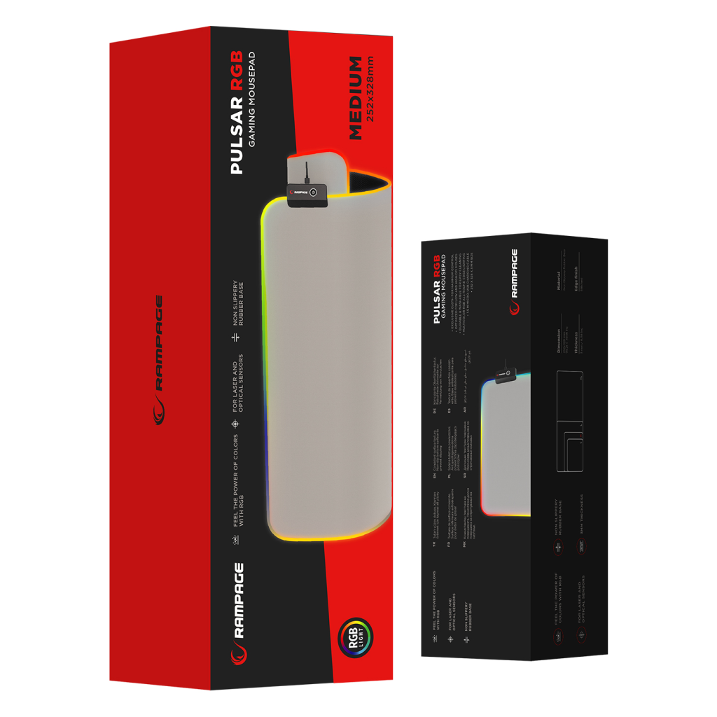Rampage MP-21 PULSAR M RGB 252x328x3mm RGB Led Gaming MOUSE PAD (Gri)(1923) 5