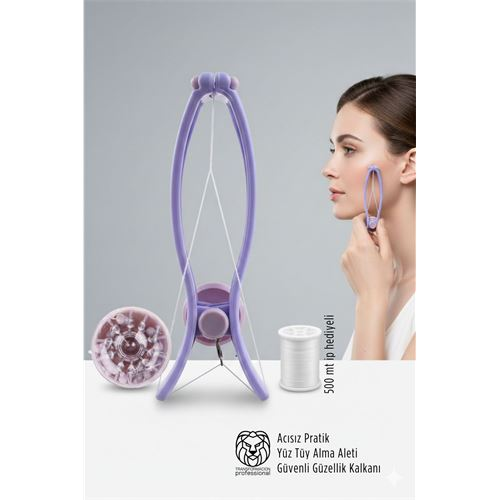 Acısız Pratik Yüz Tüy Alma Aleti &amp; 500 metre yedek İpli Epilasyon Yayı Pürüzsüz Dokunuş 