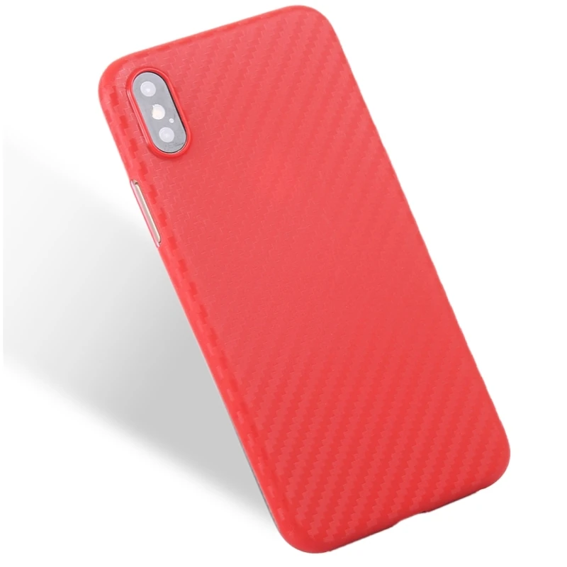 İphone X Xs Carbon Fiber Dokulu Yumuşak Pc Kılıf-(1903)