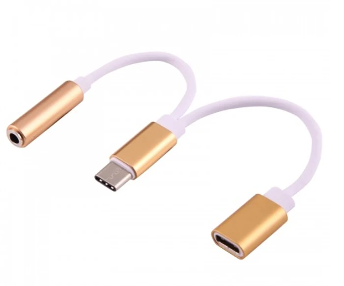 Dual Usb 3.1 Type C - Audio 3.5mm Jack Kulaklık Dönüştürücü Kablo-(1903)