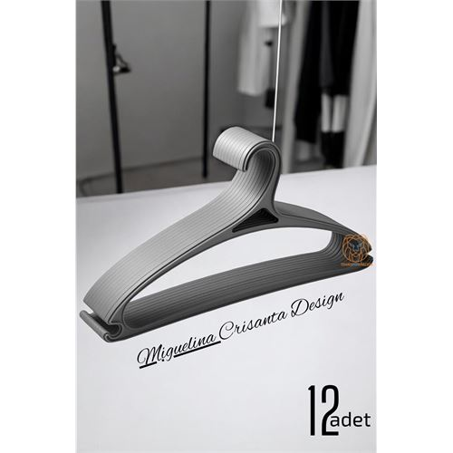 Tasarım Askı Seti 12 ADET Elbise Askısı M.Crisanta GRİ 