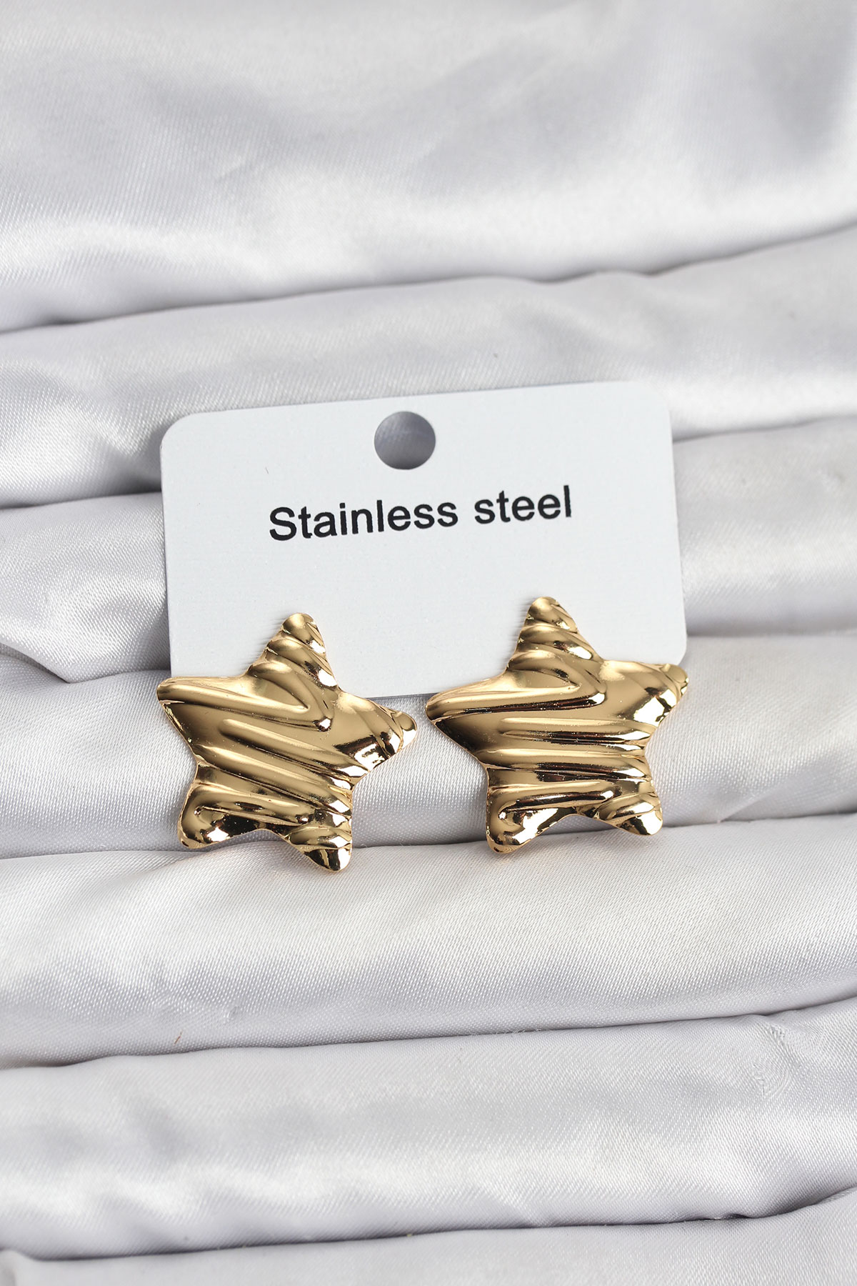 316L Çelik Gold Renk Yıldız Model Kadın Küpe 5886