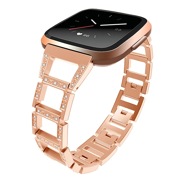 Fitbit Versa Metal Diamond İşlemeli Akıllı Saat Kayış Kordon-(1903)