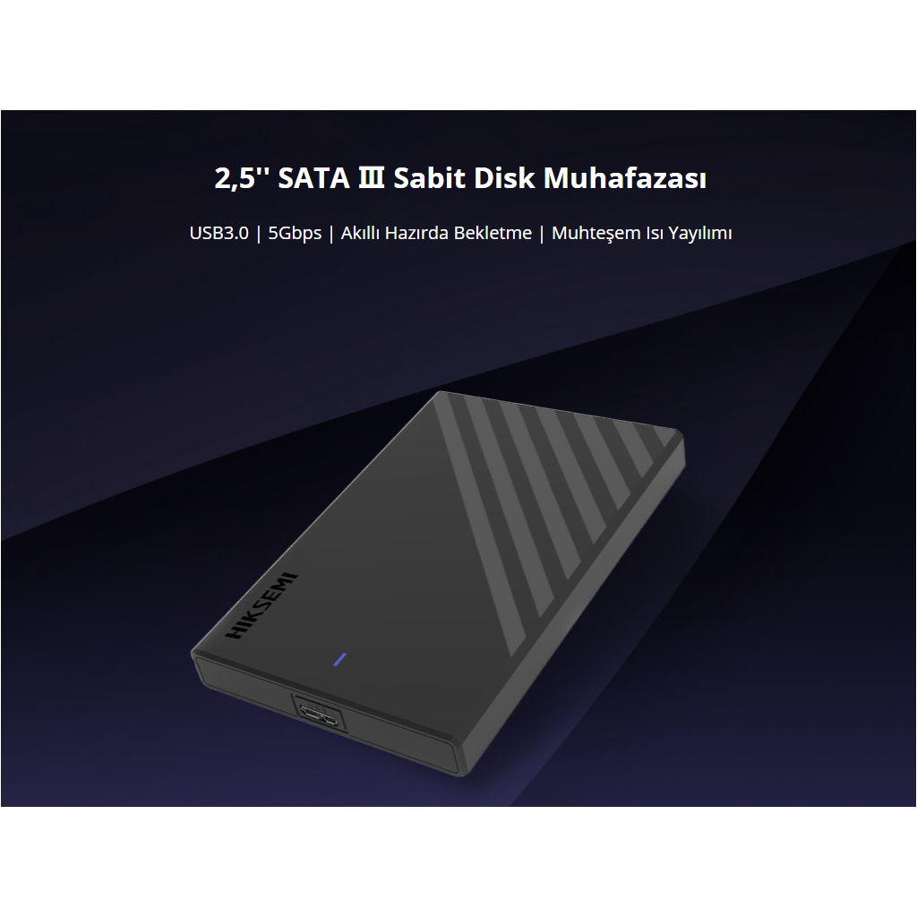 HIKSEMI HS-HUB-MHB201 USB3.0 25" Disk Kutusu. (SSD ve HDD Destekler 5Gbps Siyah Win Mac-OS Linux Android)(1923) 3