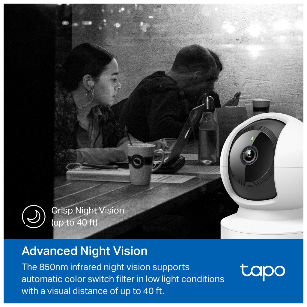 TP-LINK Tapo C202 Bebek/Ev Güvenlik Kamerası WiFi-Ehernet 1080P 12Mt Gece Görüşü PAN/TILT iki Yönlü Ses(1923) 4