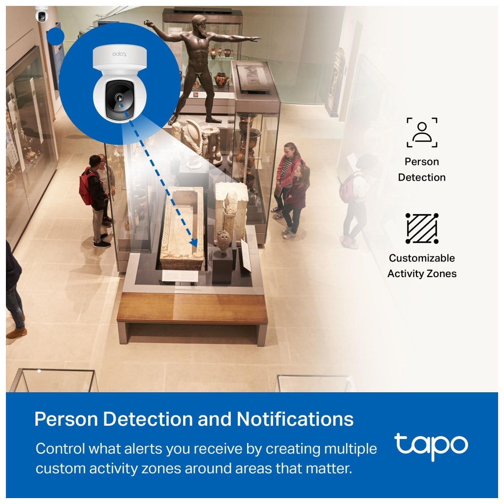 TP-LINK Tapo C202 Bebek/Ev Güvenlik Kamerası WiFi-Ehernet 1080P 12Mt Gece Görüşü PAN/TILT iki Yönlü Ses(1923) 5