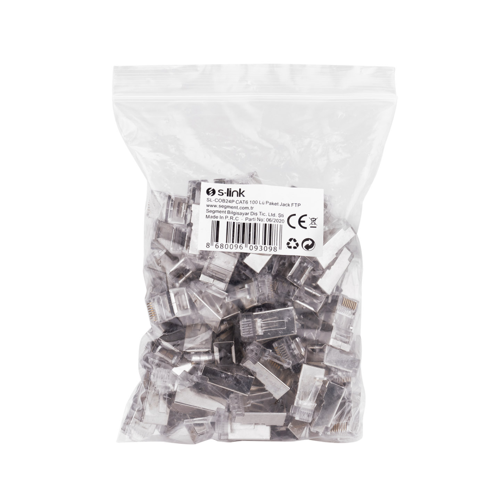 S-LINK SL-COB24P RJ45 Yeni Nesil JAC UTP CAT6 Metal (100lü PAKET)(1923)