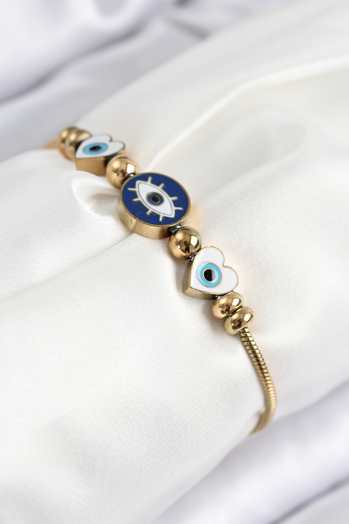 316L Çelik Göz Charm Model Gold Renk Kadın Bileklik 5886