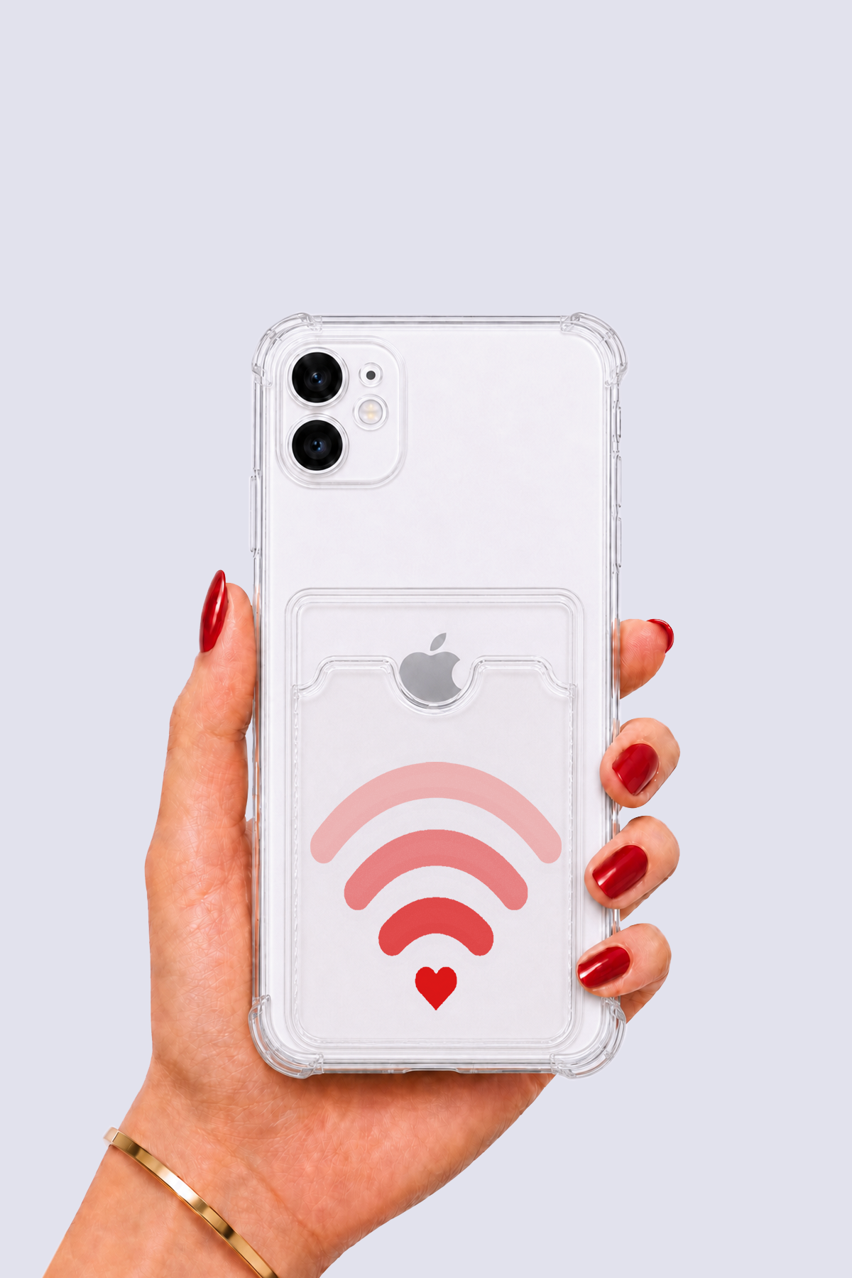 iPhone 11 Kartlıklı Aşk Sinyali Desenli Kılıf