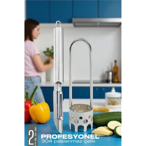 HSNET Dolmalık Biber Oyacağı Soyacak Seti - Sebze Oyacağı - Profesyonel Çelik 2 li set 