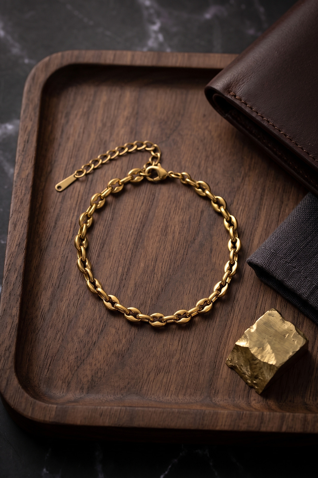 316L Çelik Gold Renk Rolo Zincir Model Erkek Bileklik 5886