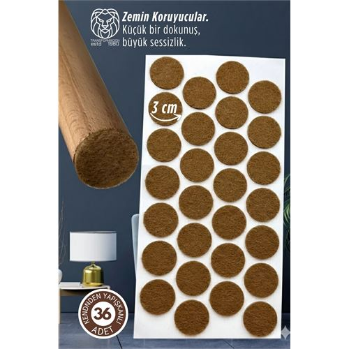 36 Adet Kendinden Yapışkanlı 3x3 cm Premium Zemin Koruyucu Keçe Seti 