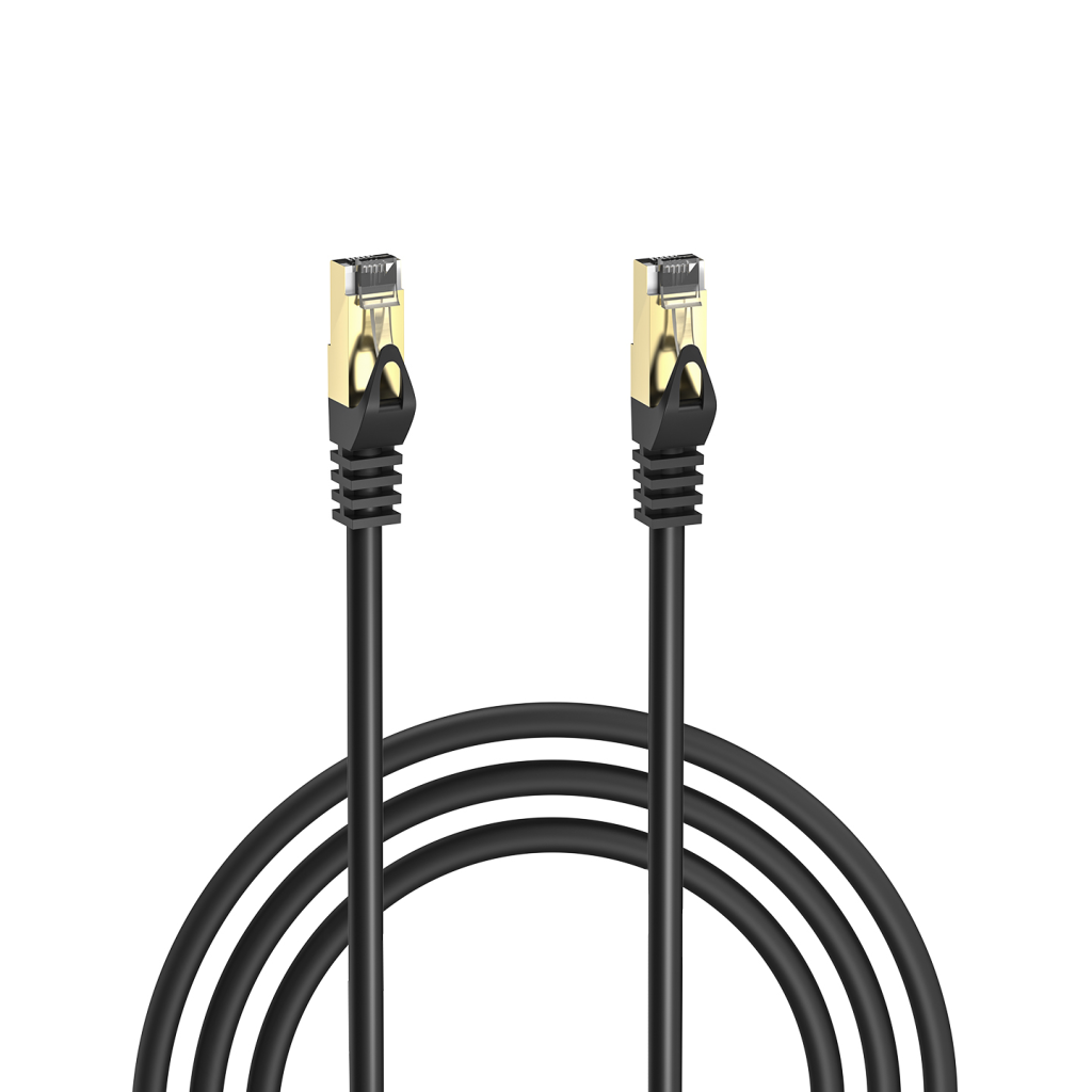S-LINK MM-CAT703 CAT7 Patch 3Mt Gold Uçlu   FTP CCA Ağ Bağlantı Kablosu (Siyah)(1923)