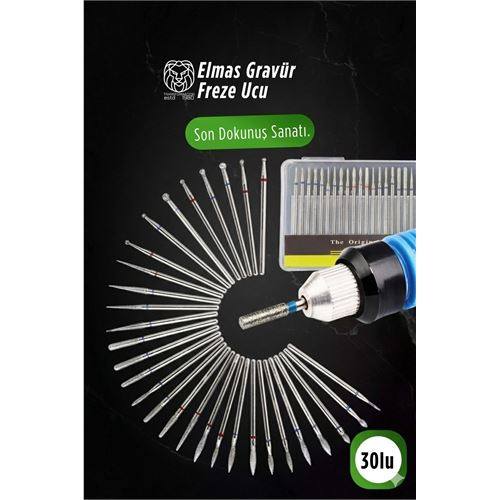 30'lu Elmas Gravür Freze Ucu Seti | Dre mel Uyumlu Metal Cam Ahşap İşleme 722925