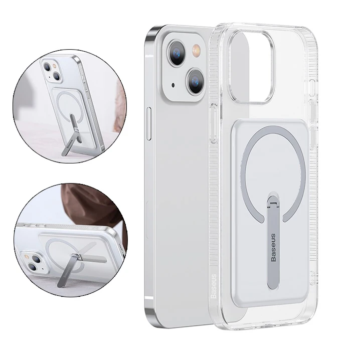 Baseus iPhone 13 6.1inç Manyetik Magsafe Standlı Silikon Kılıf-(1903)