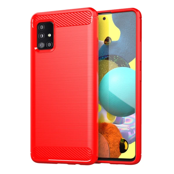 ALLY Samsung Galaxy A51 Brushed Carbon Fiber Silikon Kılıf-(1903)