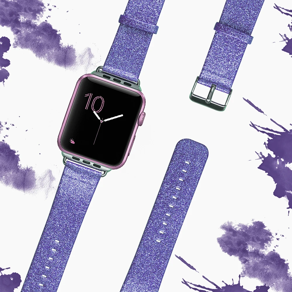 Ally Apple Watch 7-8 41mm 6-5-4 40mm Kordon Kayış Parlak Deri 3-2-1 38mm-(1903)