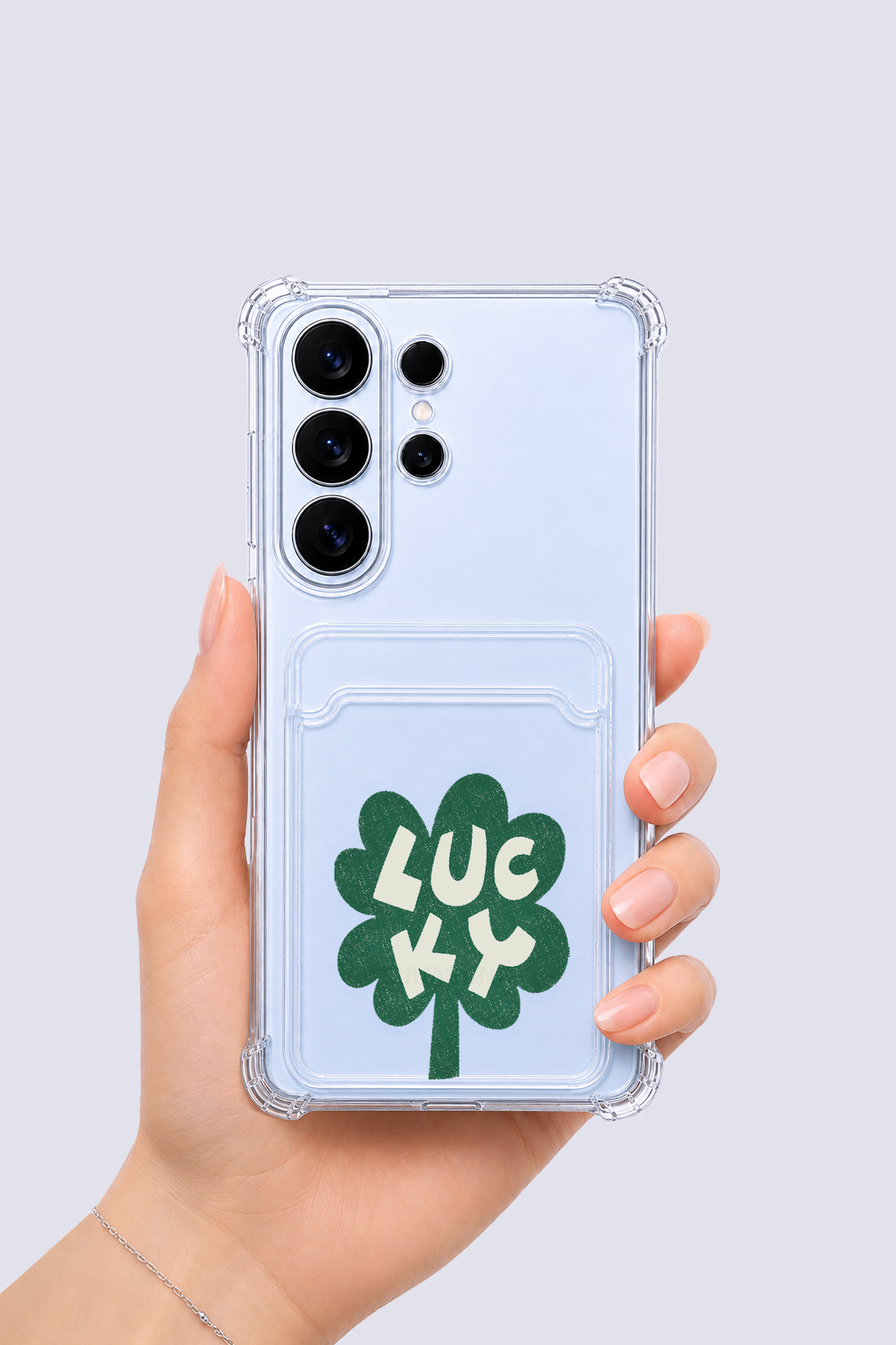 Samsung Galaxy S26 Ultra Kartlıklı Lucky Yonca Desenli Kılıf