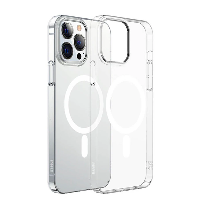 Baseus Crystal iPhone 13 Pro Magsafe Silikon Kılıf + Tempered Ekran Koruyucu Set-(1903)