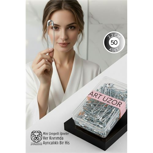 Gümüş Mini Çengelli İğne Seti 50 Adet - 2.2 cm Paslanmaz Metal Tasarım, Hobi ve Terzi Aksesuarı 