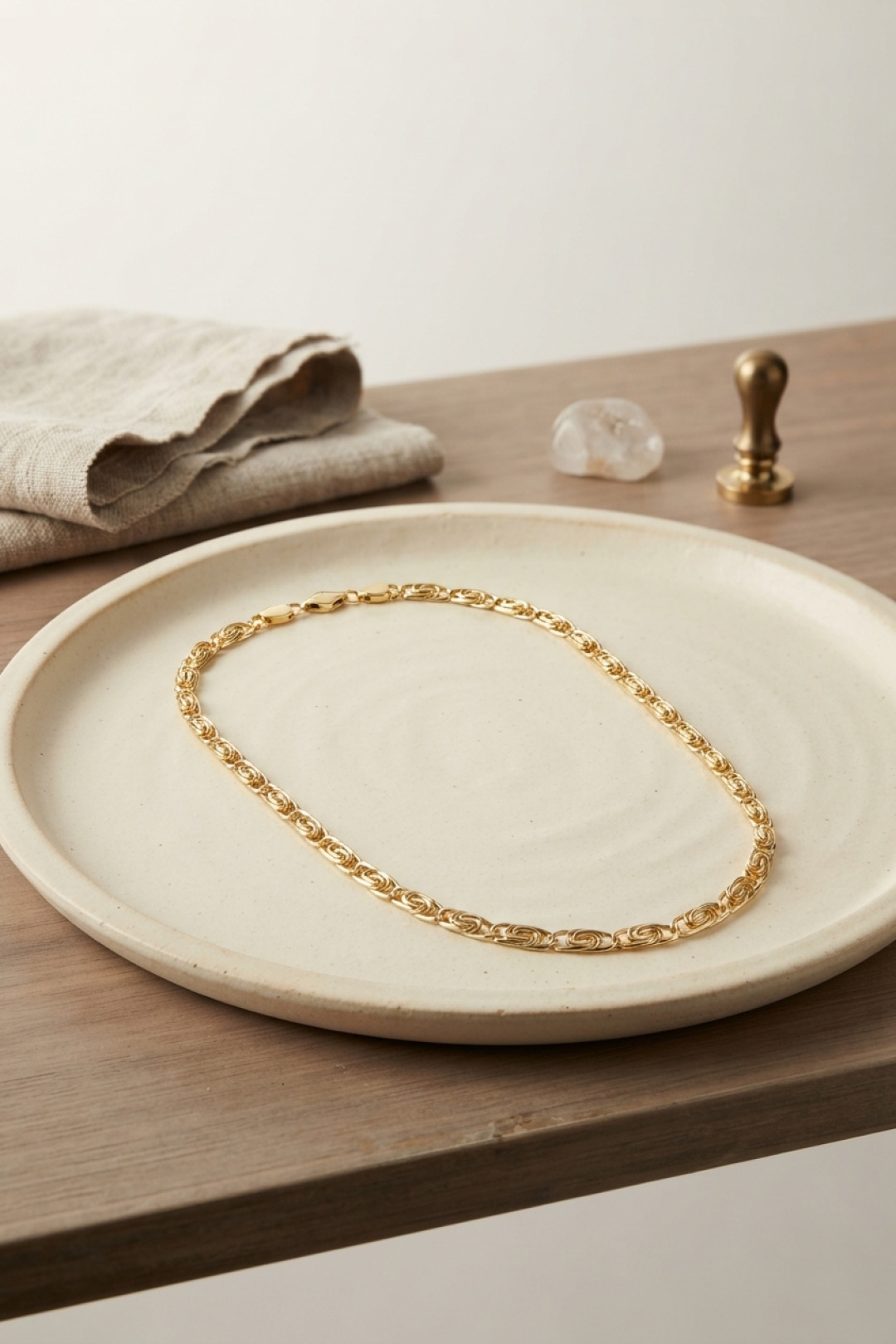 CM Yay Model Gold Renk 50 cm Kadın Kolye 5886