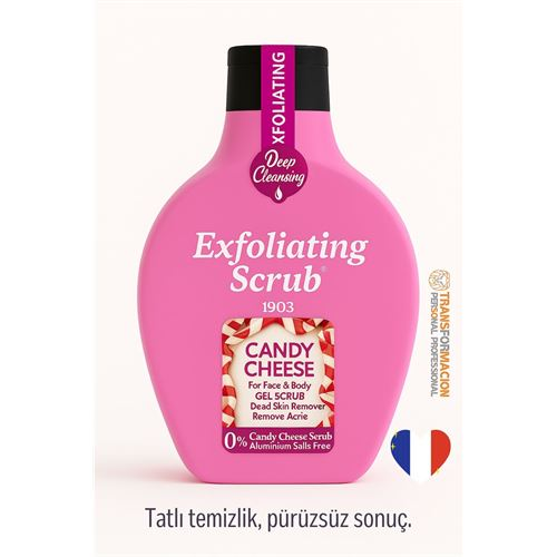 HSNET Norveç Candy Cheese Peeling Jel – 1903 Serisi, Akne Karşıtı Scrub 500 ml  