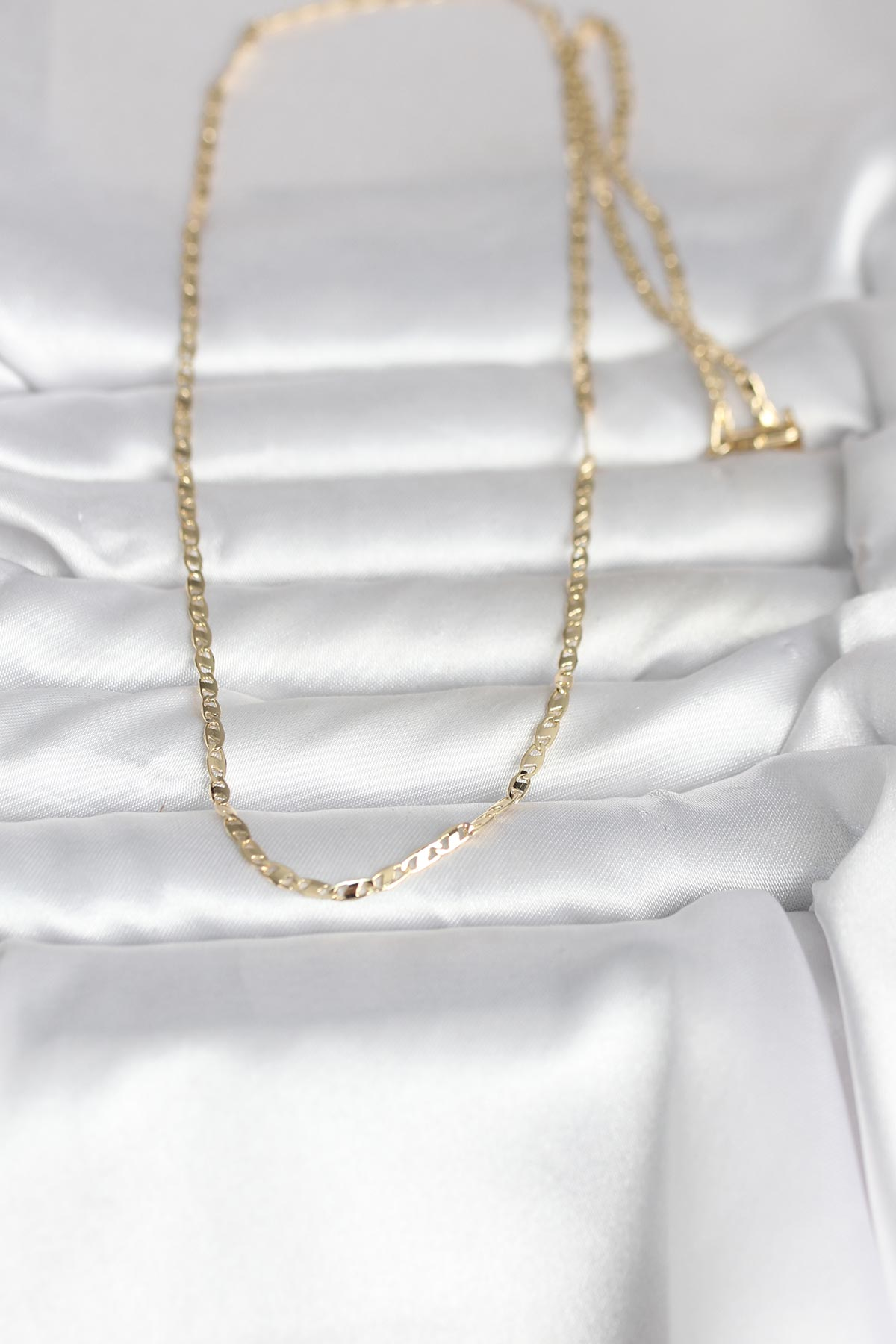 CM 14K Gold Renk Yassı Zincir Model 60 cm Kadın Kolye 5886