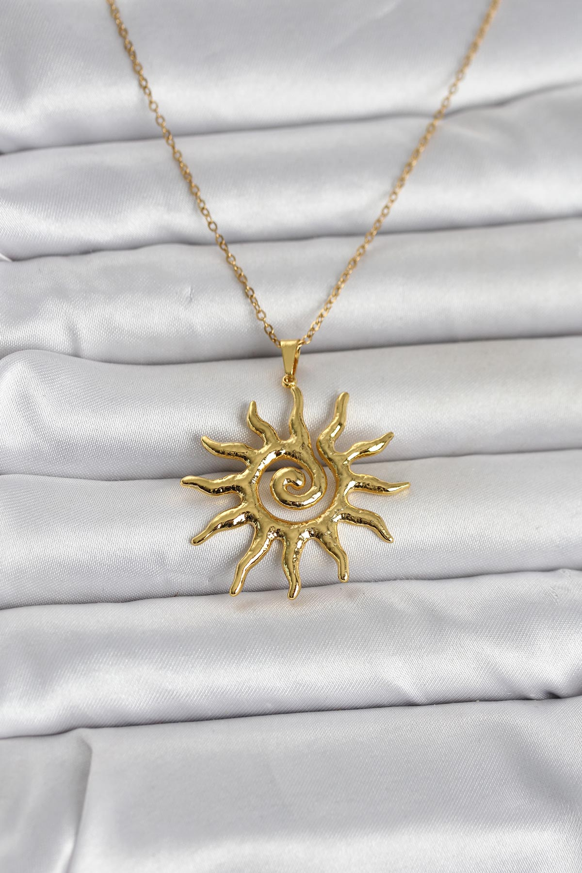316L Çelik Gold Renk Bohem Güneş Model Kadın Kolye 5886