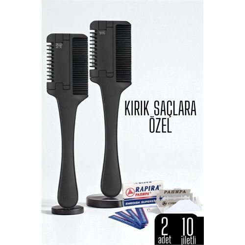 HSNET Saç İnceltme ve Şekillendirme Tarağı Çift Fonksiyonlu Saç Kırığı İçin Saç İncelten Jiletli Tarak 