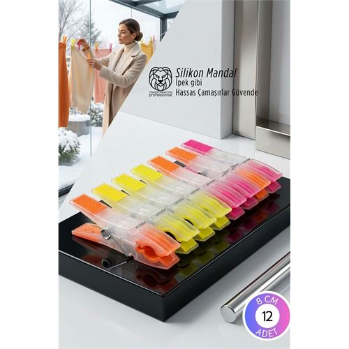 Premium 12'li  Silikon Destekli Lüks Mandal Seti – Hassas Kıyafet Koruyucu &amp; İz Yapmayan Modern Tasarım 