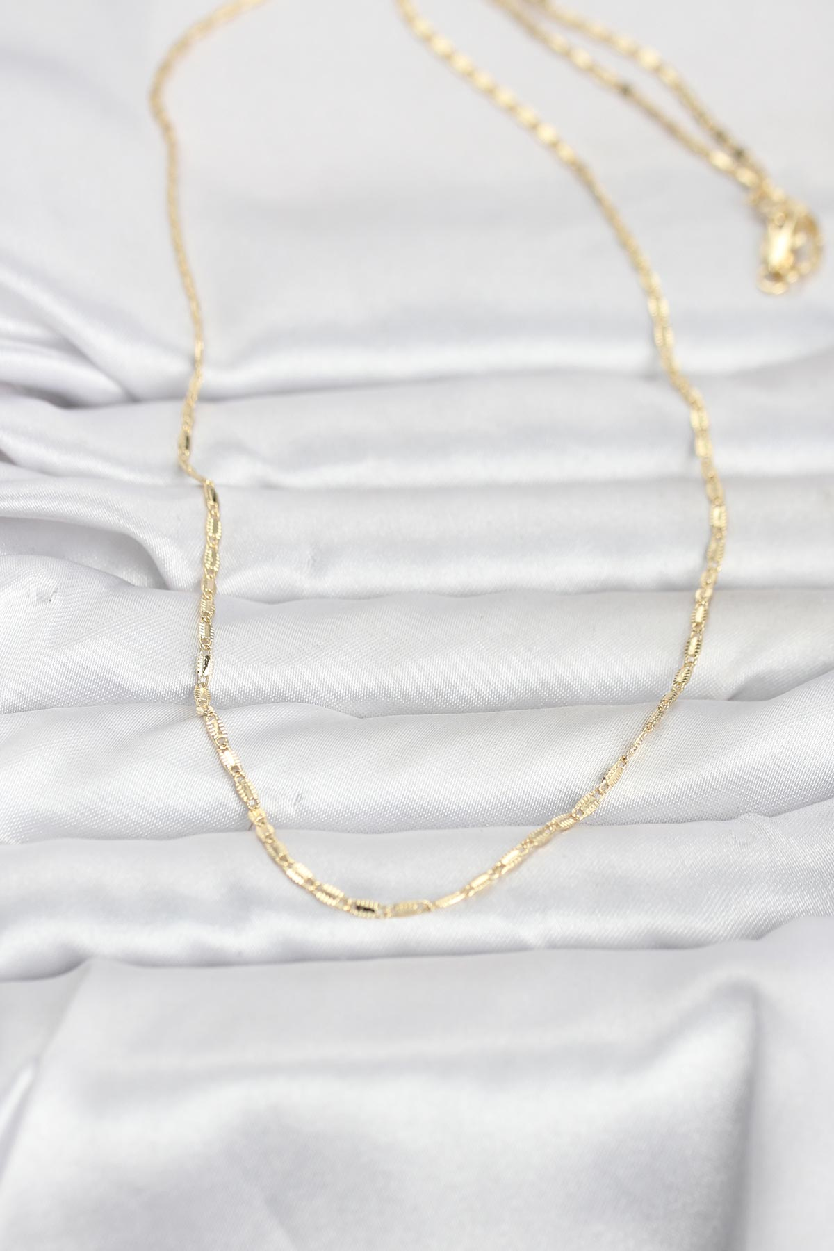 CM 14K Gold Renk Lazerli Zincir Model 60 cm Kadın Kolye 5886