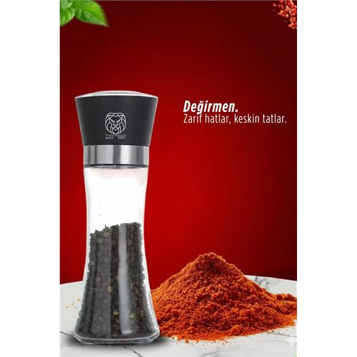 Alastair Serisi Cam Manuel Gurme Karabiber ve Tuz Öğütücü 18 cm Paslanmaz Çelik Materyal 722918