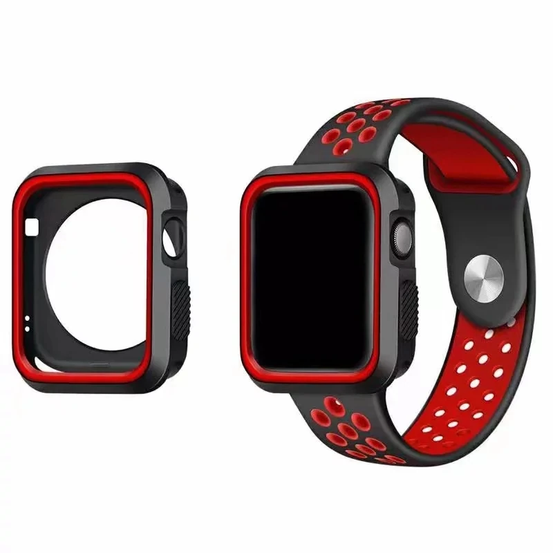 Ally Apple Watch 7-8 41mm 6-5-4 40mm Nike Style Çift Renk Silikon Kılıf 3-2-1 38mm-(1903)