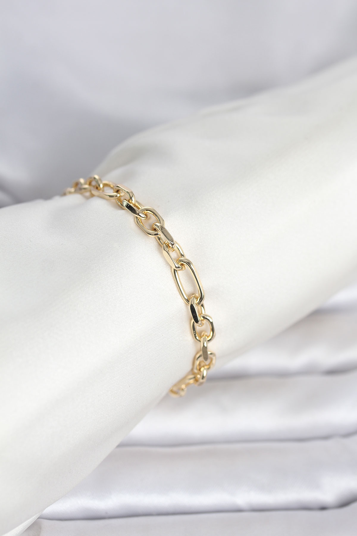 CM 14K Gold Renk Kalın Zincir Model Kadın Bileklik 5886