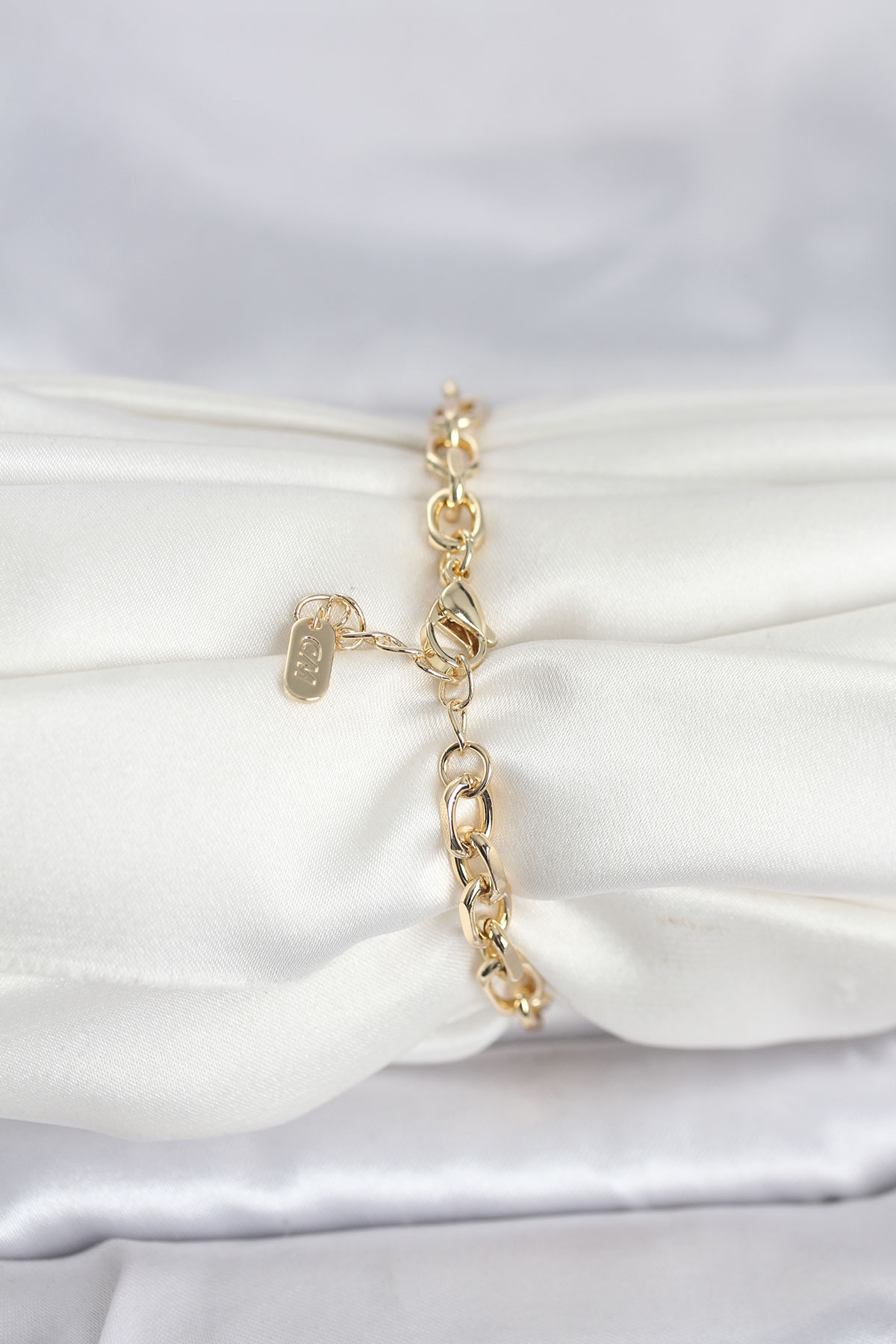CM 14K Gold Renk Kalın Zincir Model Kadın Bileklik 5886