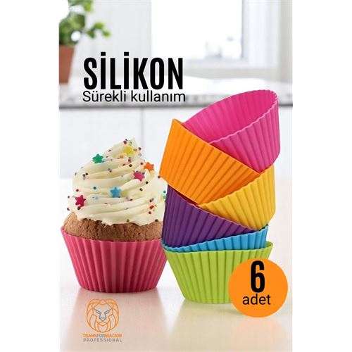HSNET Silikon Muffin Kalıbı - Sürekli Kullanım Muffin Kek Kalıbı 6 ADET 