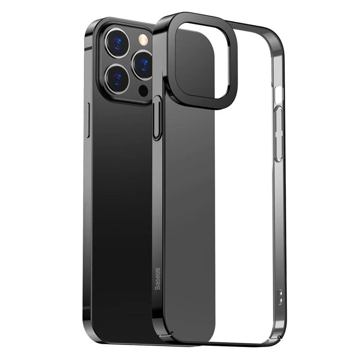 Baseus Glitter iPhone 13 Pro Max 6.7inç Kılıf Renkli Kenar Şeffaf Silikon-(1903)