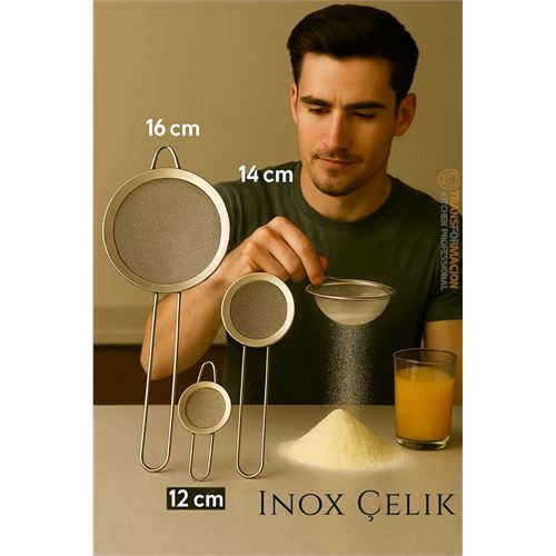 HSNET Inox Süzgeç Seti - 3 Boy Çok Amaçlı Süzgeç 304 Çelik Profesyoneller İçin 