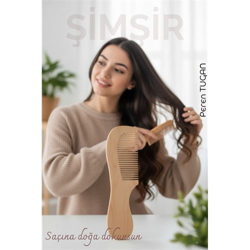 Doğal Şimşir Ahşap Tarak – 16 cm, Anti-statik, Kepek Karşıtı ve El Yapımı 