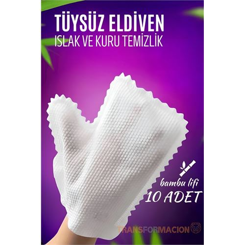 HSNET TüysüzTemizlik Eldiveni Islak ve Kuru Temizlik Eldiveni Bambu Lifi  