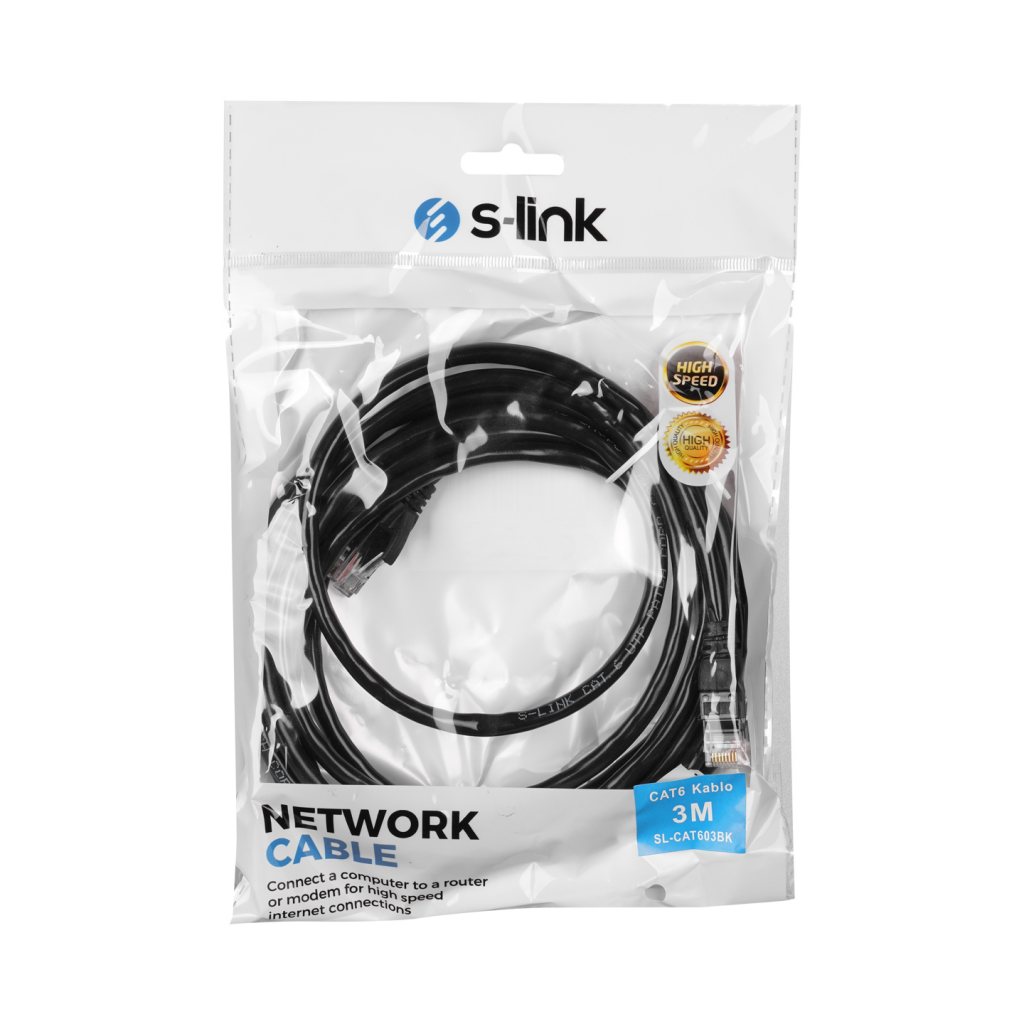 S-LINK SL-CAT603BK CAT6 Patch 3Mt Kablo  (Siyah)(1923) 2