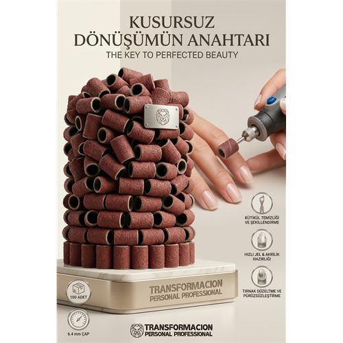 100 adet 6.4mm Tırnak Zımparası Manikür Pedikür Yüzük Zımpara Seti 723051