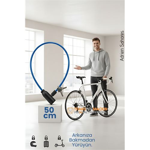 Çelik Örgü Kablo Kilit 5mm 50 cm Bisiklet Kilidi Motosiklet Kilidi Eşya Garaj Kilidi 