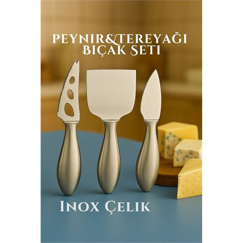 HSNET Inox Peynir Bıçağı Seti - Tereyağı Bıçağı Kahvaltı Seti Profesyonel Tasarım 304 Paslanmaz Çelik 